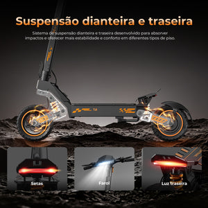Patinete Elétrico Dobrável S1, 1000W, Suspensão Dianteira e Traseira, Pneus de 10”